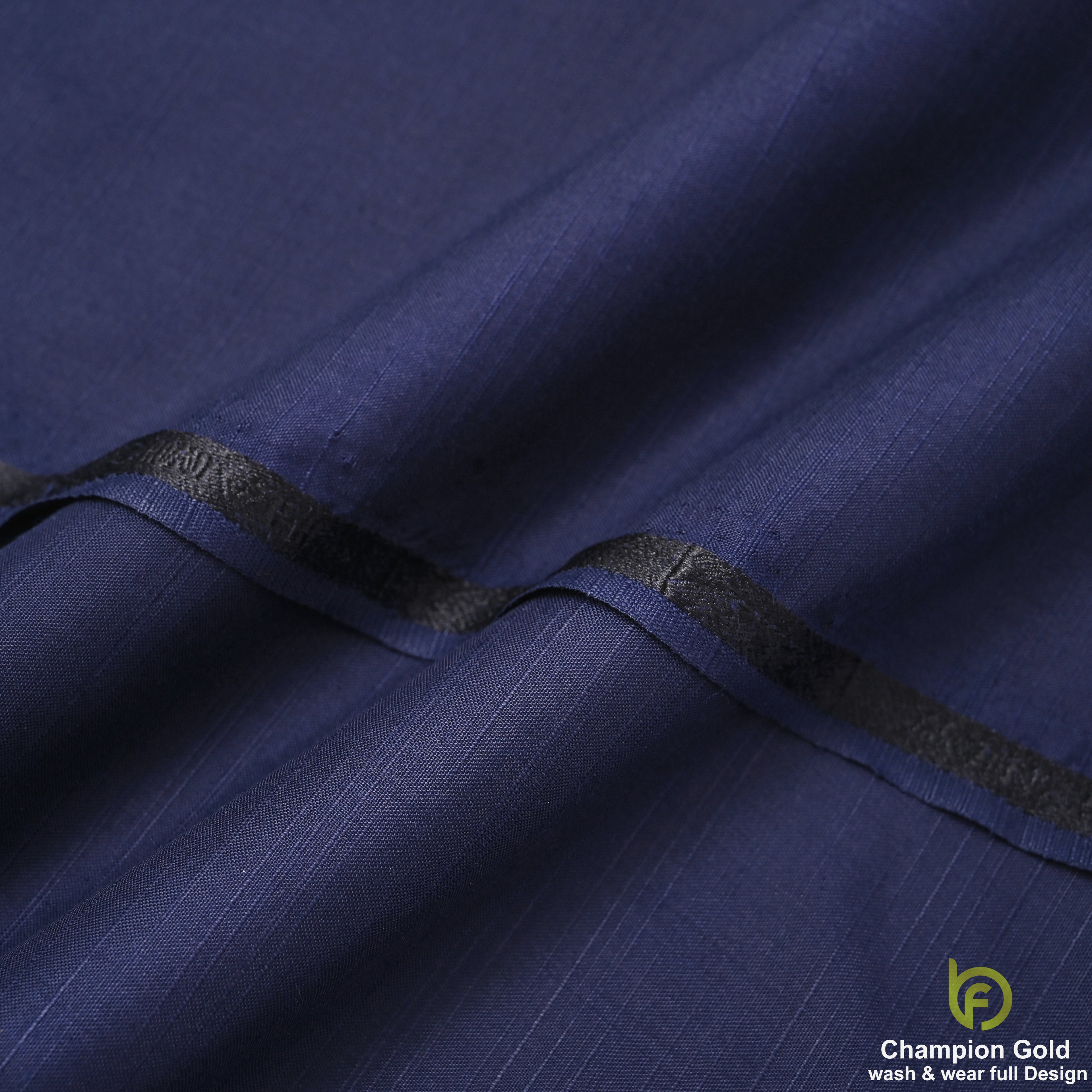 Champion Gold – Deep Sapphire Blue | Premium Wash & Wear Full Design Fabric
