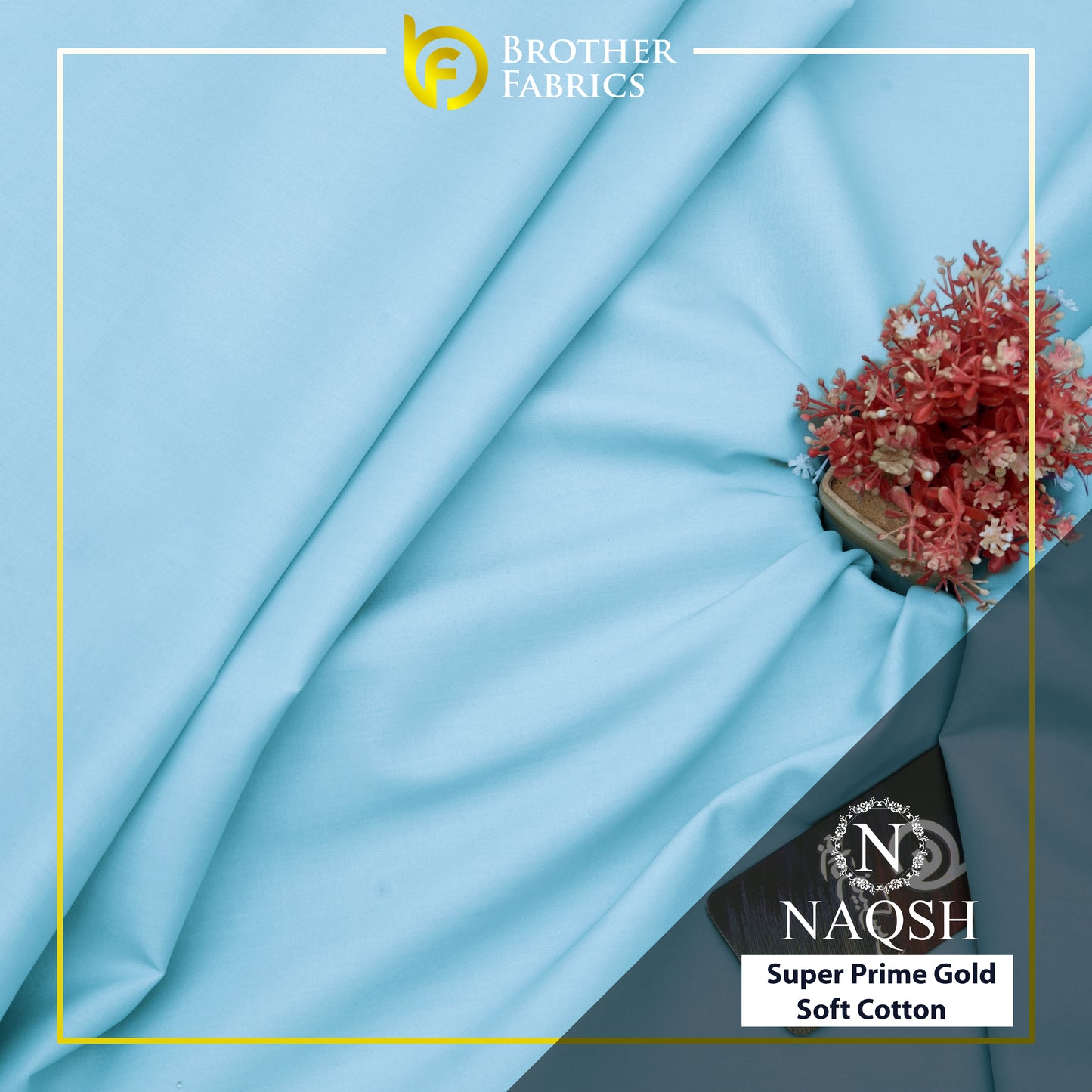 Brother Fabrics Naqsh Super Prime Gold Soft Cotton – Ice Blue | Premium Men's Unstitched Cotton Suit