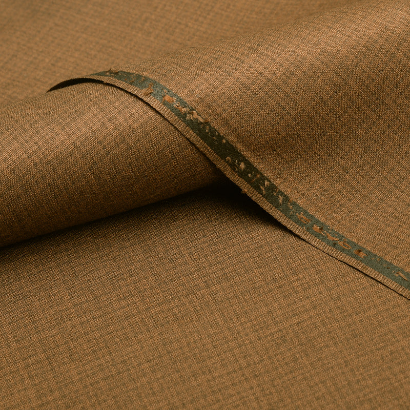 Premium Textured Golden Brown Unstitched Men’s Suiting Fabric