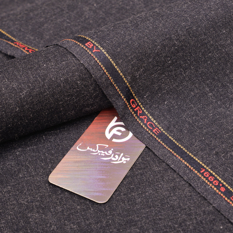 Grace Super Fine Wool Dark Charcoal Unstitched Men’s Suiting Fabric