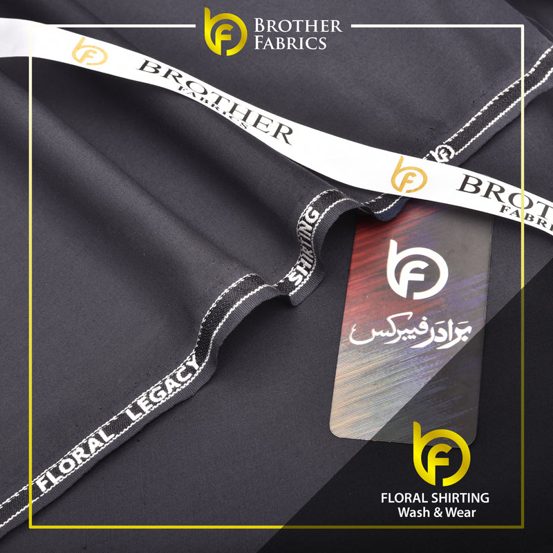 Floral Wash & Wear Shirting Fabric – Charcoal Grey