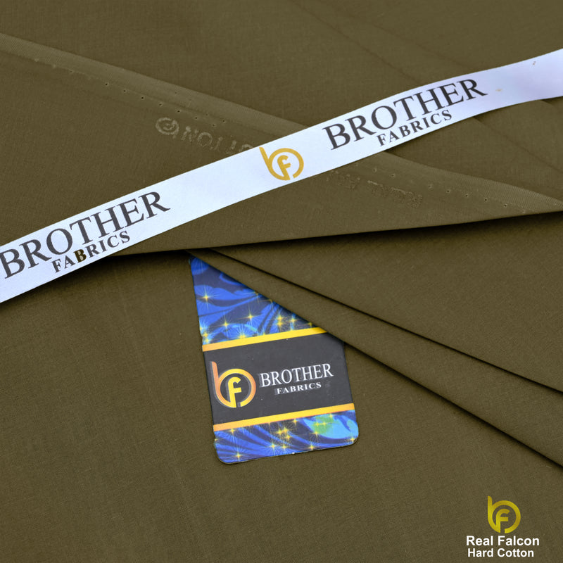 Brother Fabrics Real Falcon Hard Cotton – Olive Green Premium Suiting Fabric