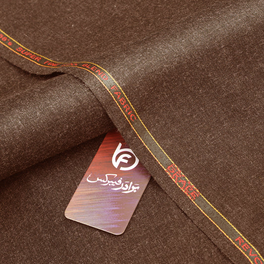 Grace Super Fine Wool Chocolate Brown Unstitched Men’s Suiting Fabric