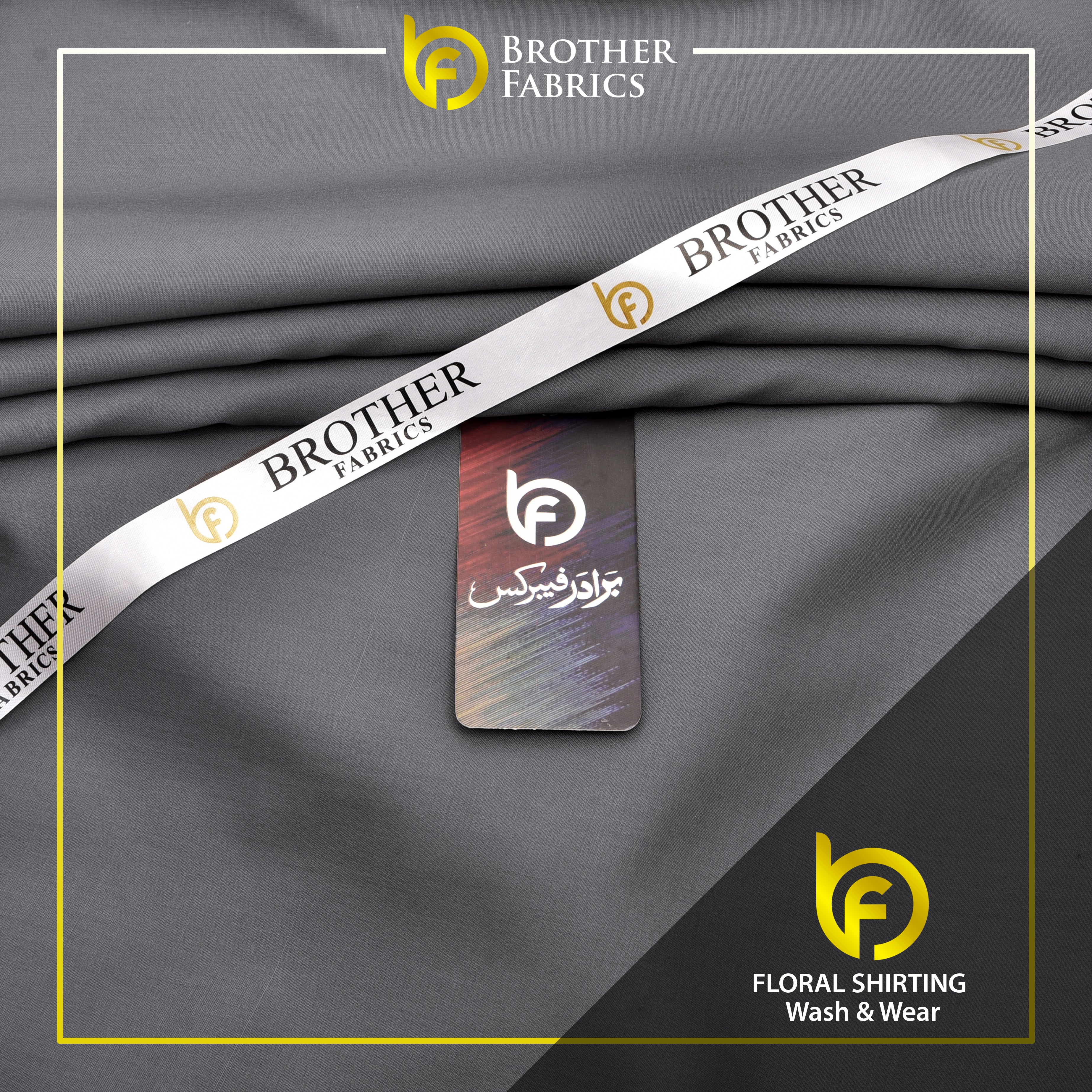 Brother Fabrics Floral Shirting Wash & Wear – Medium Steel Grey
