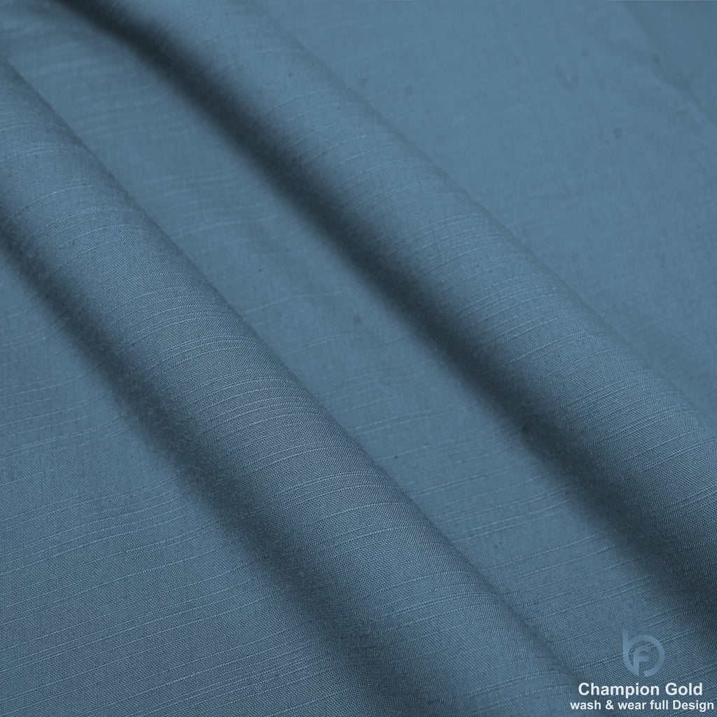 Champion Gold – Steel Blue | Premium Wash & Wear Full Design Fabric