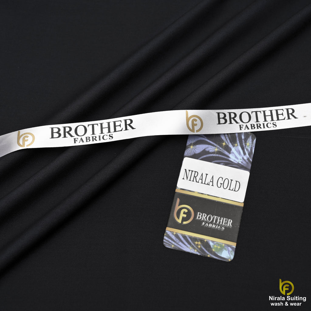 Brother Fabrics Nirala Gold – Midnight Black | Premium Wash & Wear Fabric