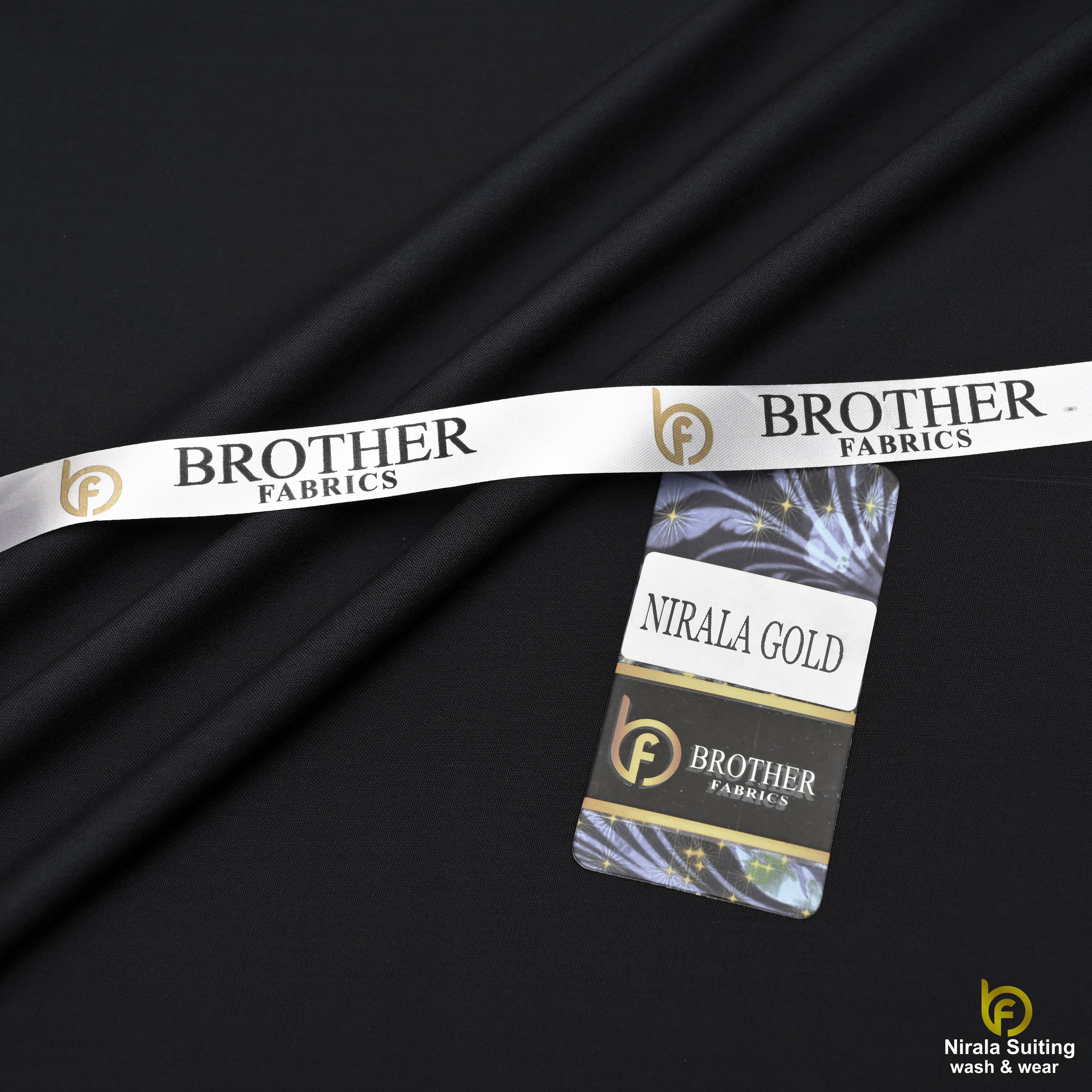 Brother Fabrics Nirala Gold – Midnight Black | Premium Wash & Wear Fabric