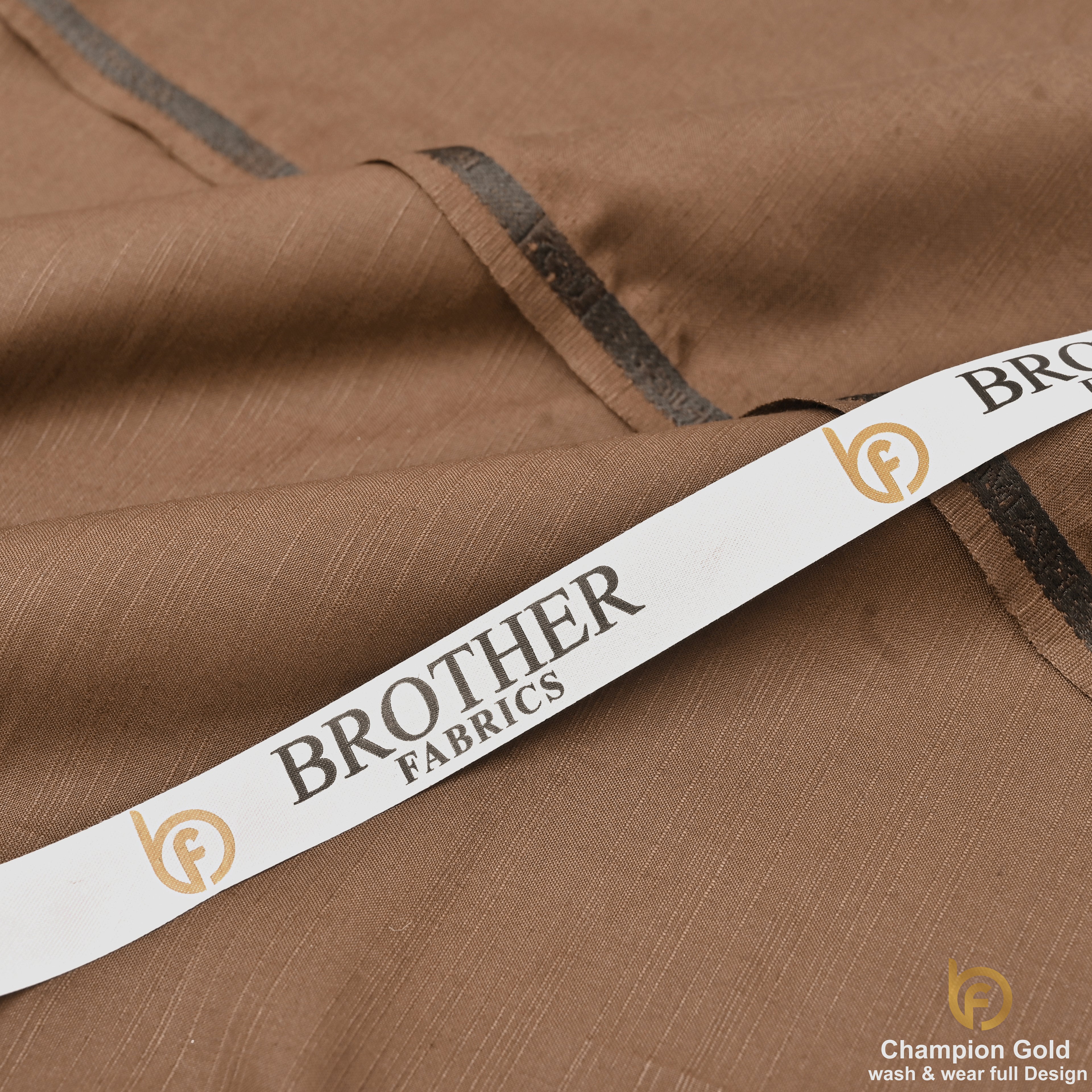 Champion Gold – Walnut Brown | Premium Wash & Wear Full Design Fabric