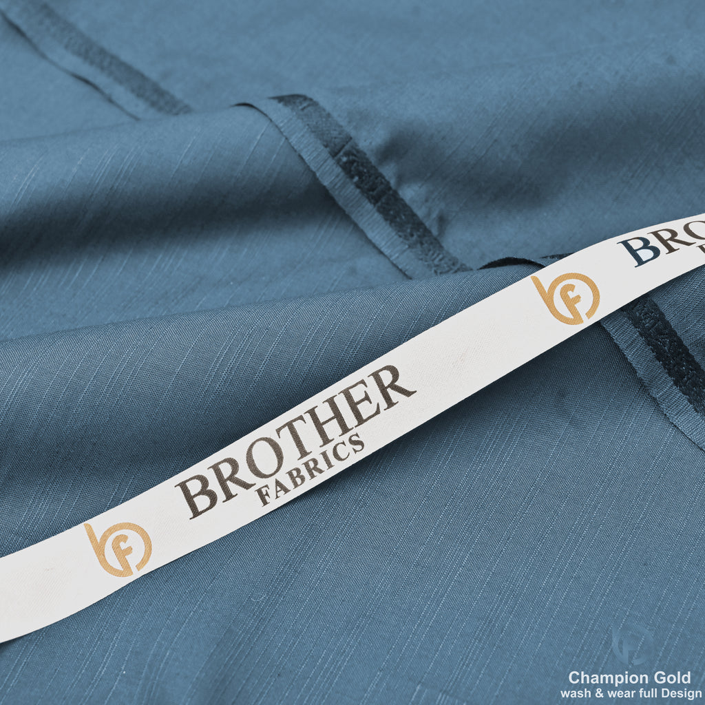 Champion Gold – Steel Blue | Premium Wash & Wear Full Design Fabric