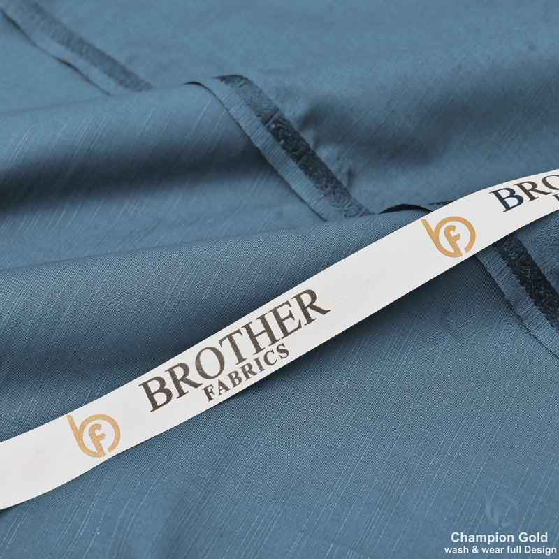 Champion Gold – Steel Blue | Premium Wash & Wear Full Design Fabric