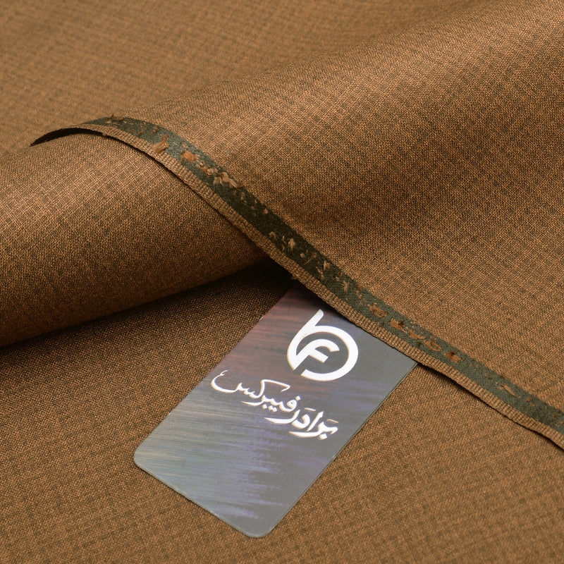 Premium Textured Golden Brown Unstitched Men’s Suiting Fabric