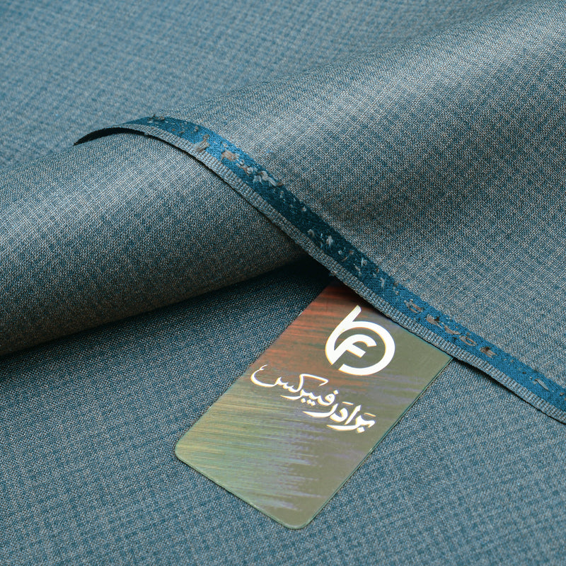 Premium Textured Teal Blue Unstitched Men’s Suiting Fabric