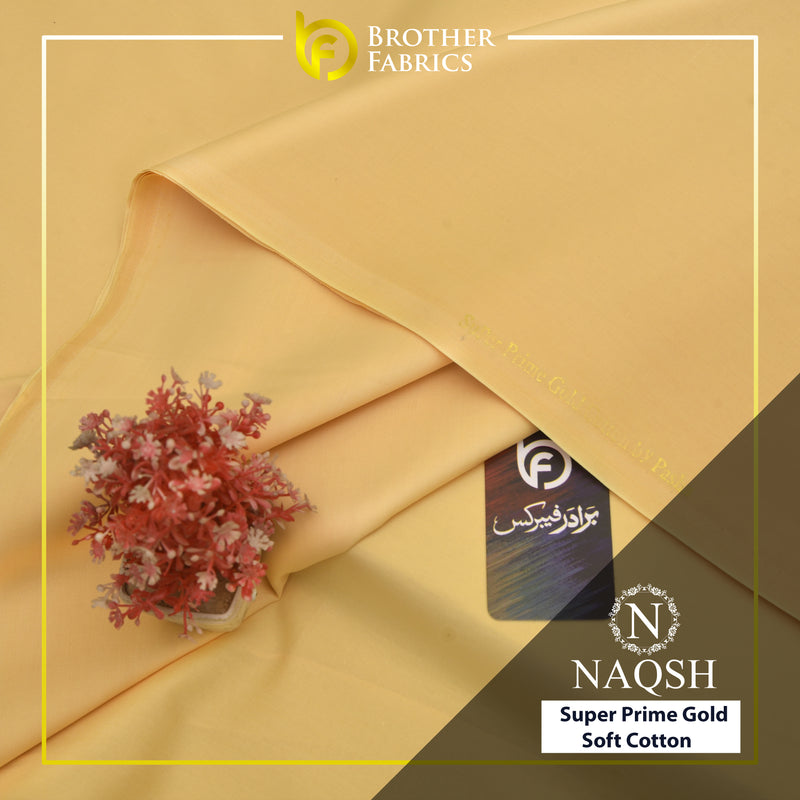 Naqsh Butter Yellow – Super Prime Gold Soft Cotton by Brother Fabrics
