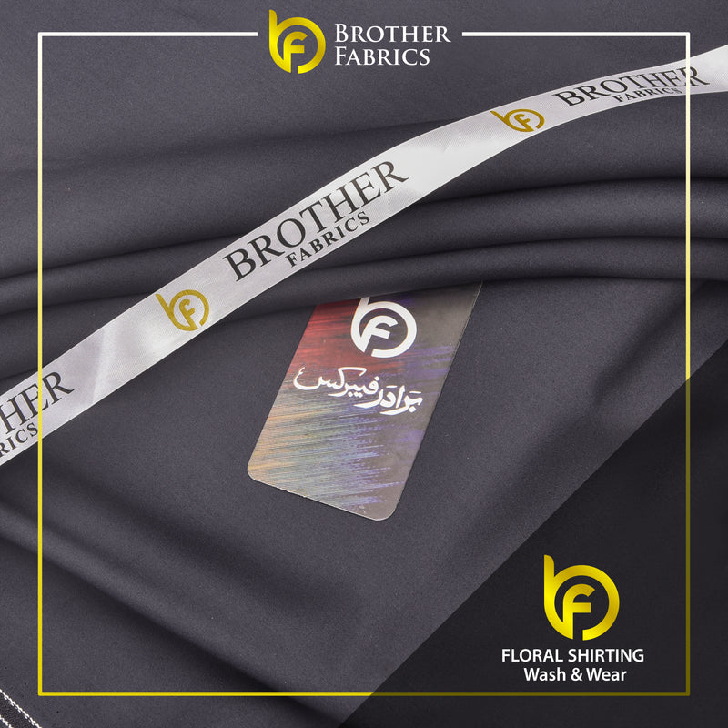 Floral Wash & Wear Shirting Fabric – Charcoal Grey