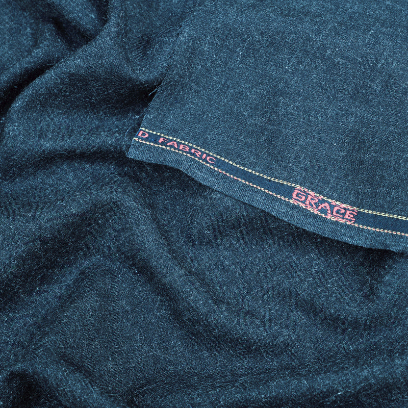 Grace Super Fine Wool Heathered Slate Blue Unstitched Men’s Suiting Fabric