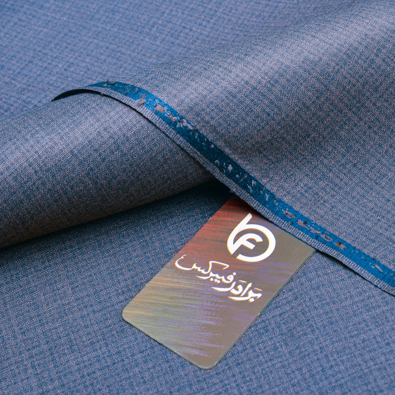Premium Textured Denim Blue Unstitched Men’s Suiting Fabric