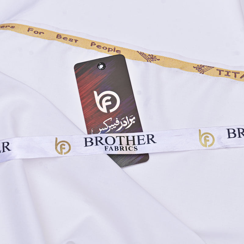 Classic Pure White Unstitched Wash & Wear Fabric for Men’s Suits-2