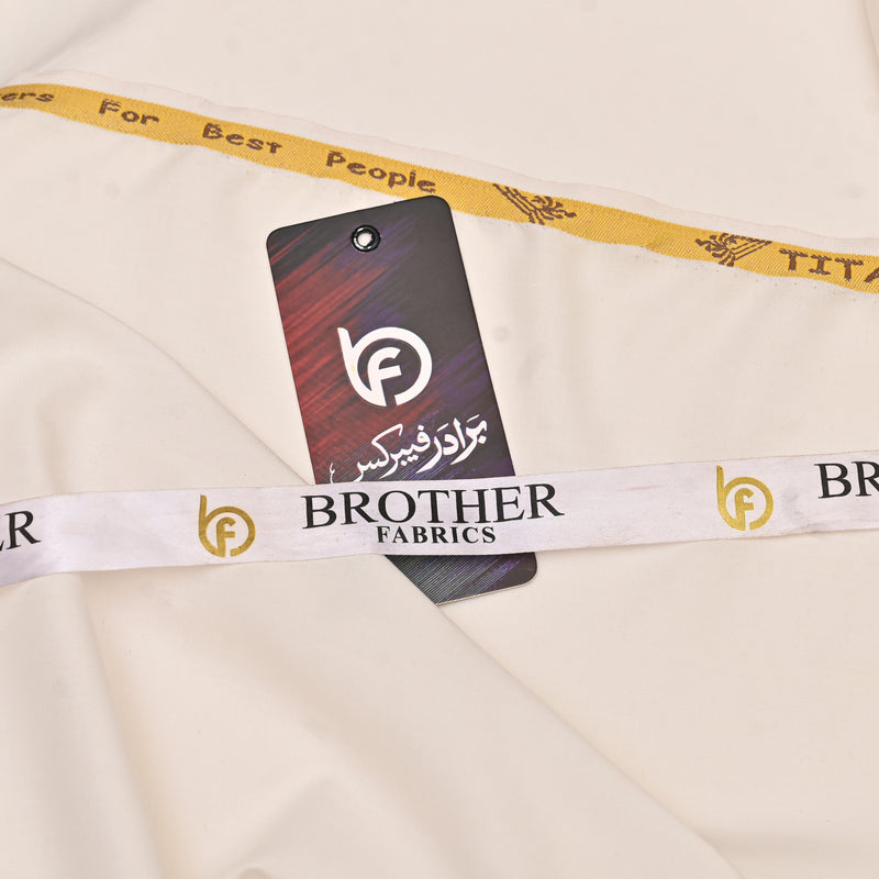 Classic Cream Off-White Unstitched Wash & Wear Fabric for Men’s Suits-1
