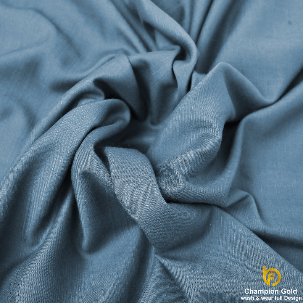 Champion Gold – Steel Blue | Premium Wash & Wear Full Design Fabric