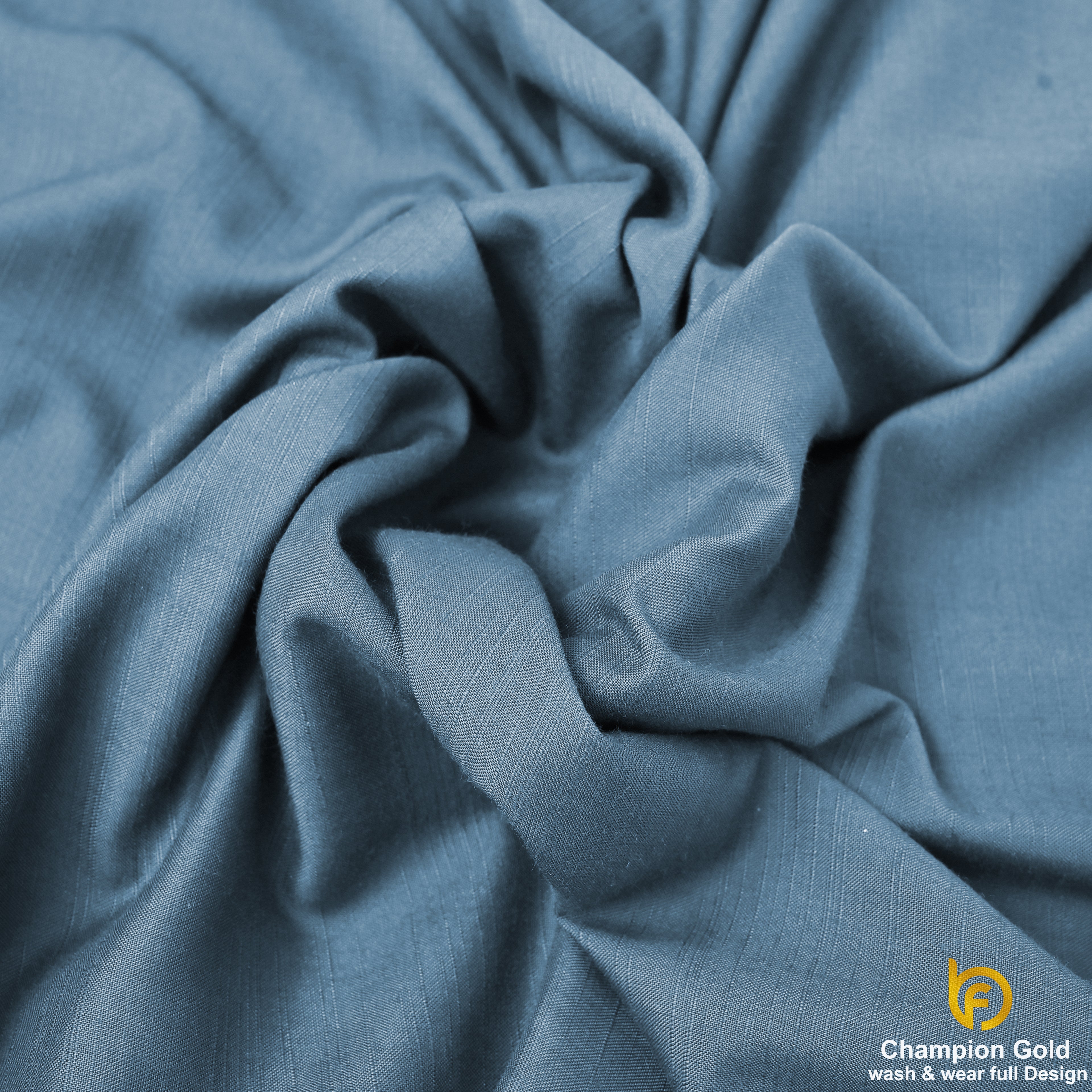 Champion Gold – Steel Blue | Premium Wash & Wear Full Design Fabric