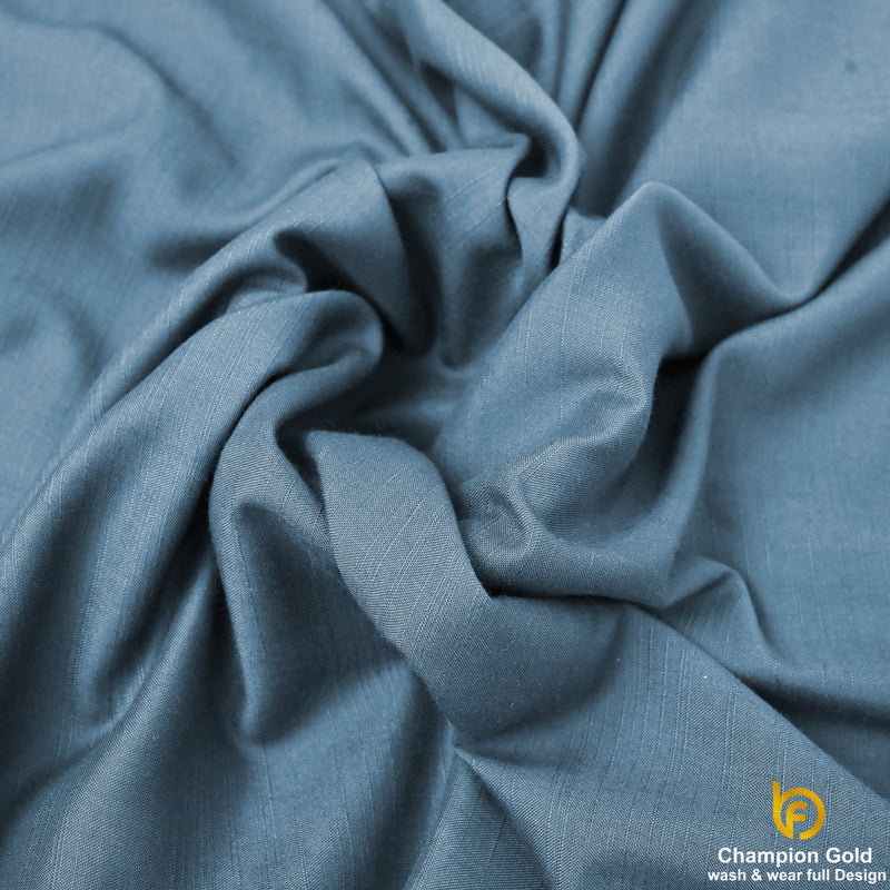 Champion Gold – Steel Blue | Premium Wash & Wear Full Design Fabric