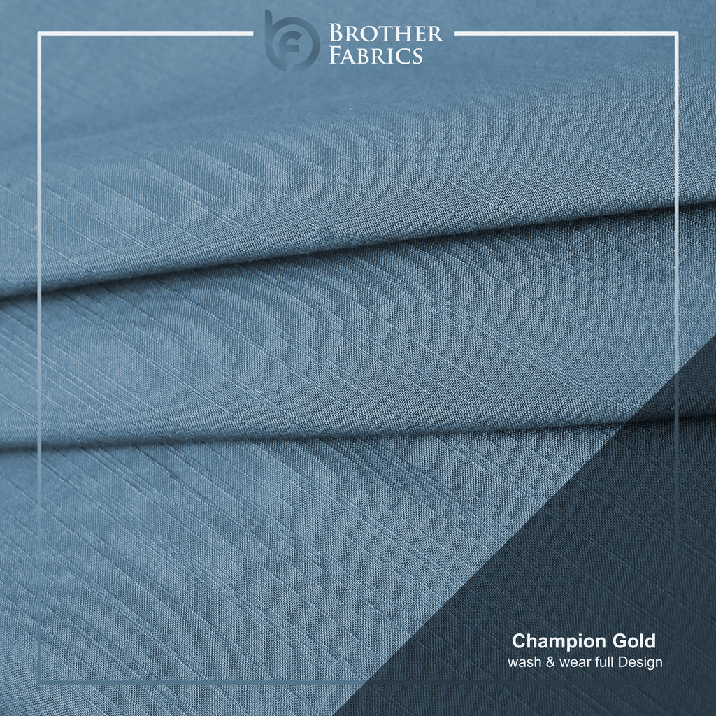 Champion Gold – Steel Blue | Premium Wash & Wear Full Design Fabric