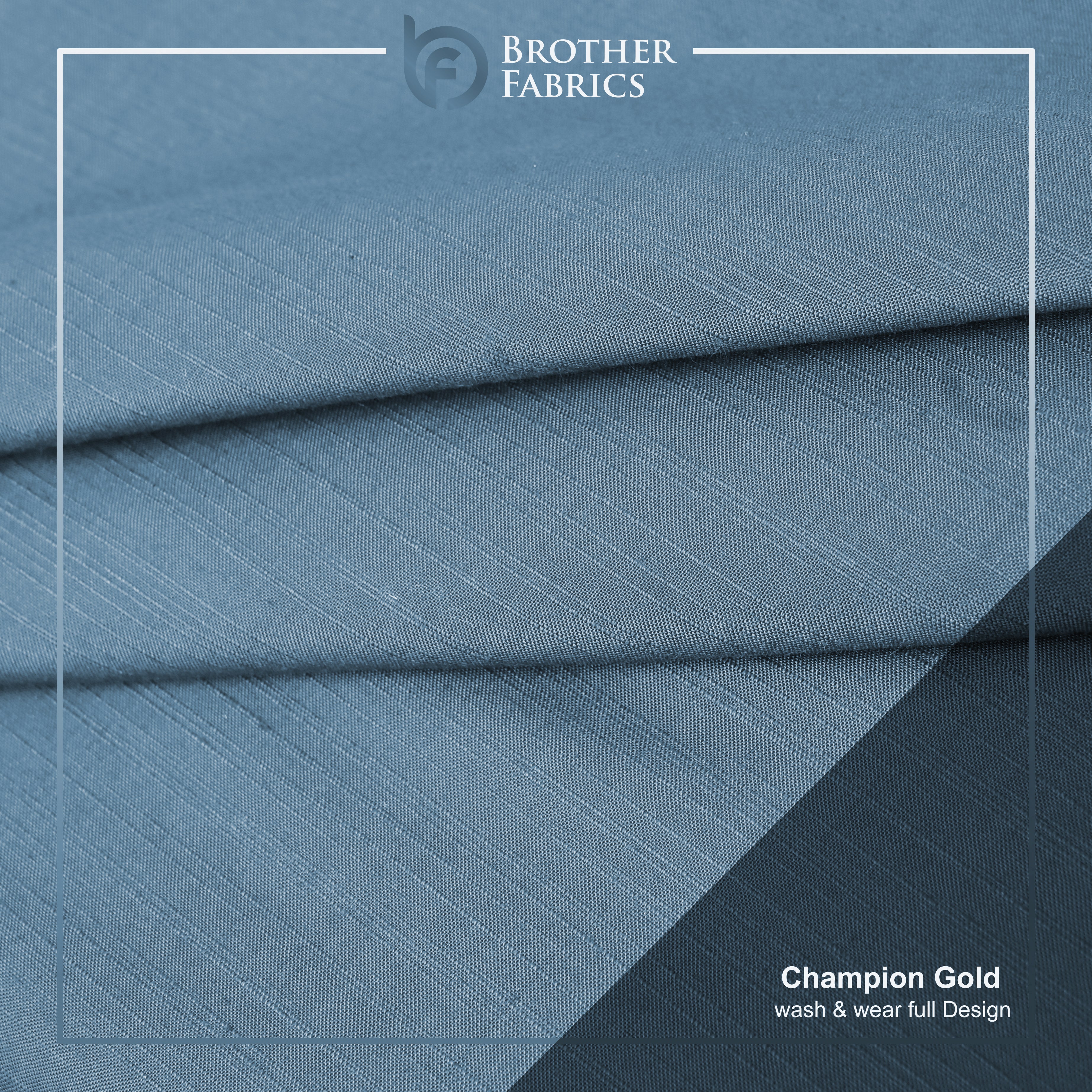Champion Gold – Steel Blue | Premium Wash & Wear Full Design Fabric