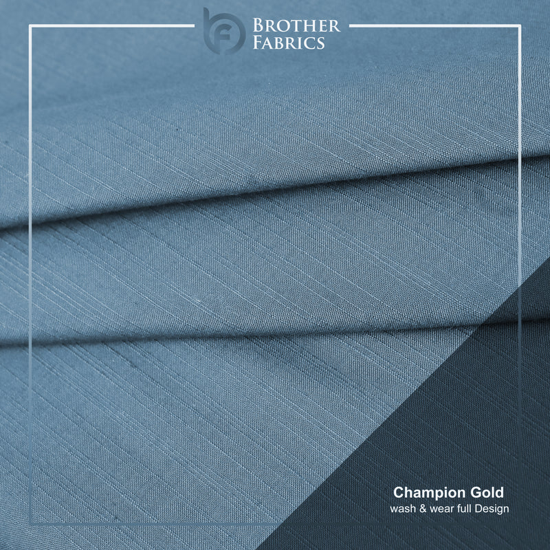 Champion Gold – Steel Blue | Premium Wash & Wear Full Design Fabric