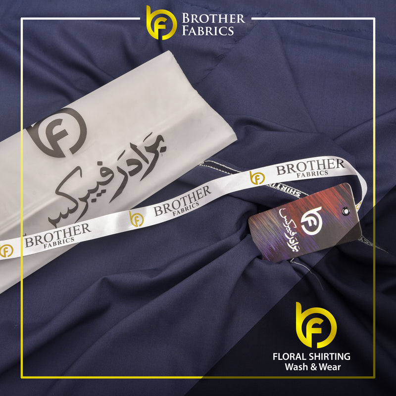Floral Wash & Wear Shirting Fabric – Navy Blue